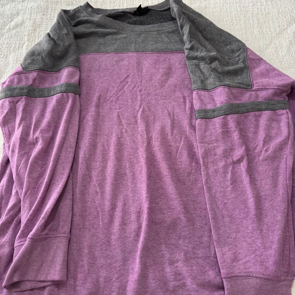 Torrid Womens Plus 1 Purple Grey Colorblock Fleece Sweatshirt Long Sleeve Top